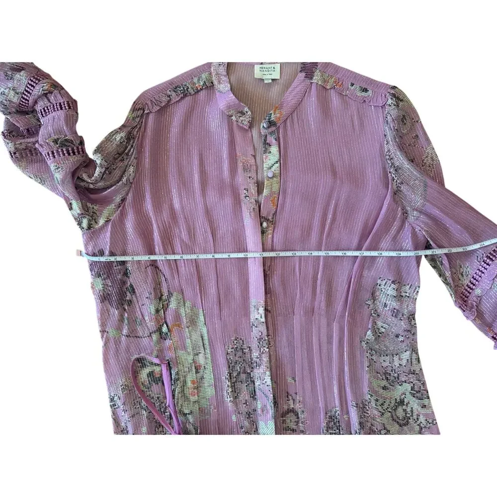 Hermant & Nandita Mavi Kaftan Dress Orchid Purple w/Metallic Thread & Details -M - Picture 5 of 11